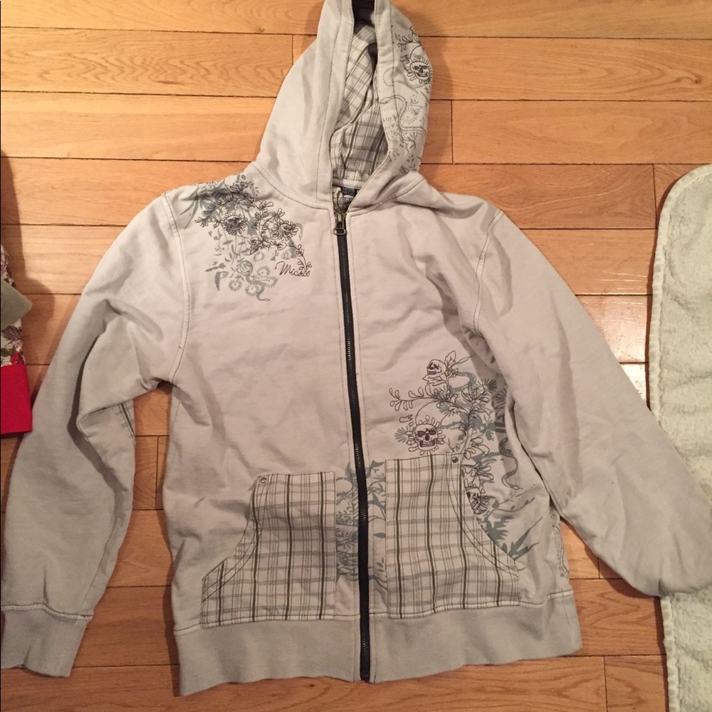 Beige detailed zipper jacket